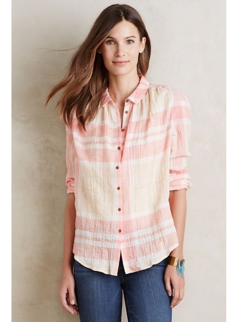 Anthropologie Holding Horses Gailen plaid button-down shirt Size 8